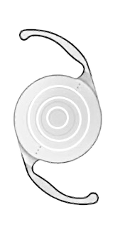 Illustration of an extended-depth-of-focus and multifocal intraocular lens with diffractive rings.